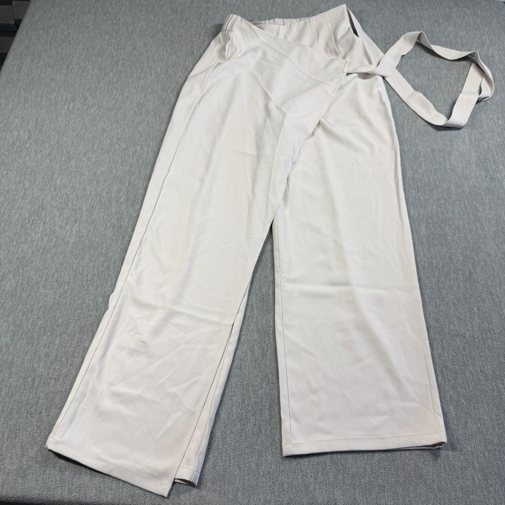 Halara Pants Womens M Off White Overlay Wrap Wide Leg Athleisure Lounge NWT